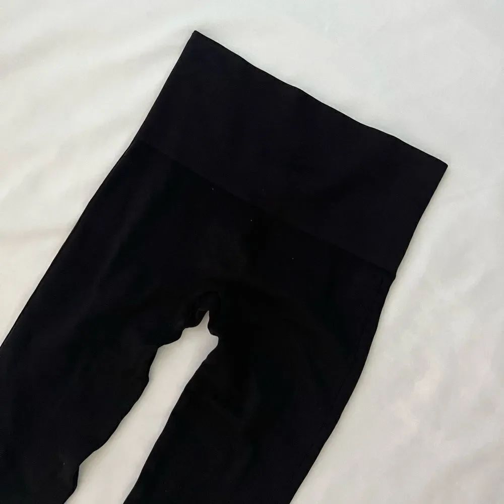 Spanx Shapewear Leggings Thick Waist Band Black Ripped texture size Small - Picture 4 of 5